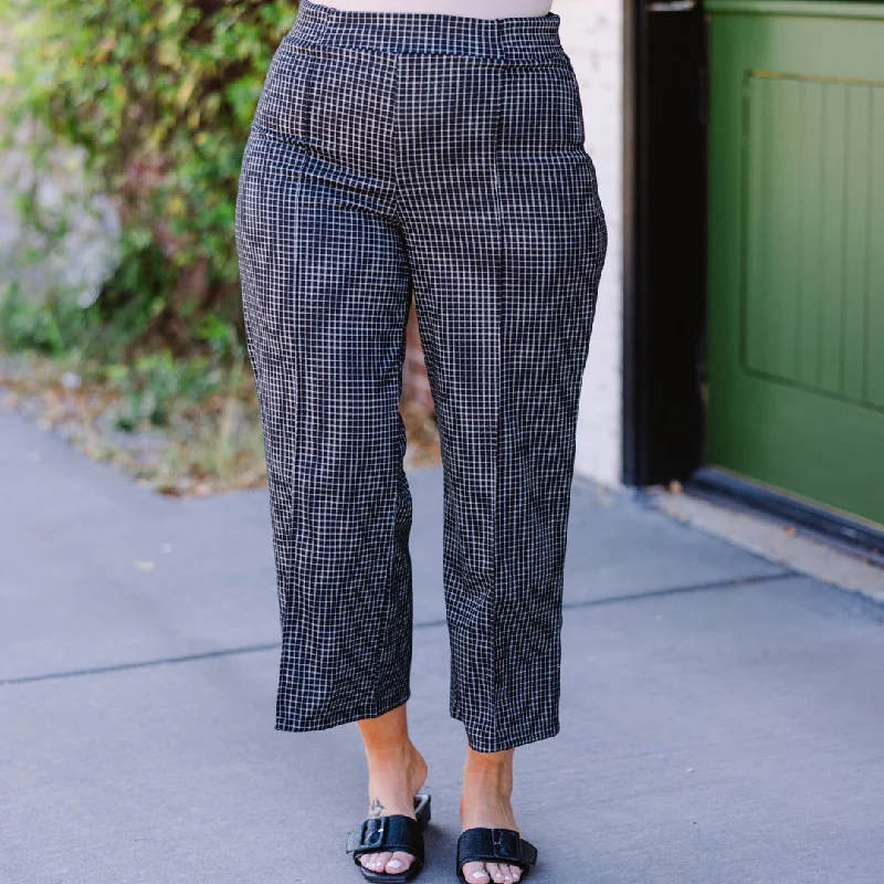 High-Waisted Pants for Elegant Styling-I'm Still Standing Pants, Black-White