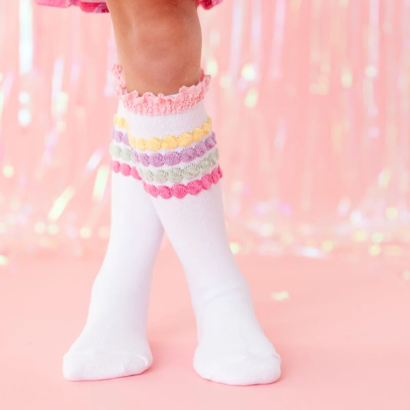 Soft Cashmere Socks for Cold Weather Luxury-Pastel Bubble Lace Top Knee High Socks