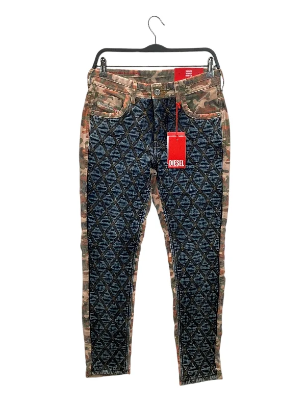 Classic Black Pants for Work and Casual Wear-DIESEL/Pants/26/Cotton/MLT/Camouflage/skinny leg - double knee denim