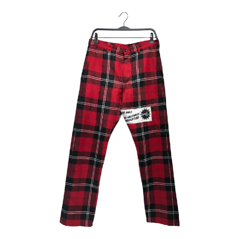 Bold Printed Pants for Unique Fashion-COMME des GARCONS HOMME PLUS/Skinny Pants/S/Polyester/RED/Plaid/