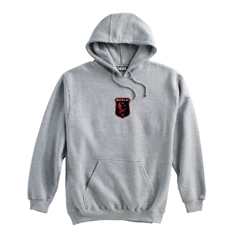 Stylish Hoodie for Daily Errands-Benfica AZ Seniors (Patch) Pennant Super 10 Hoodie Grey