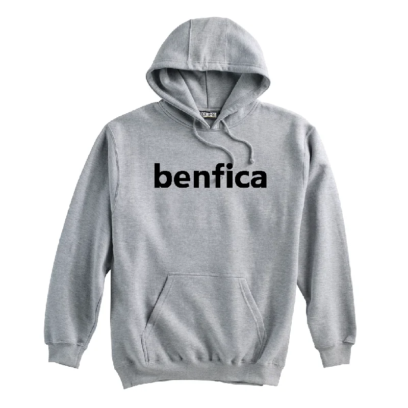 Comfortable Hoodie for Hiking and Outdoors-Benfica AZ Seniors (Club Name) Pennant Super 10 Hoodie Grey