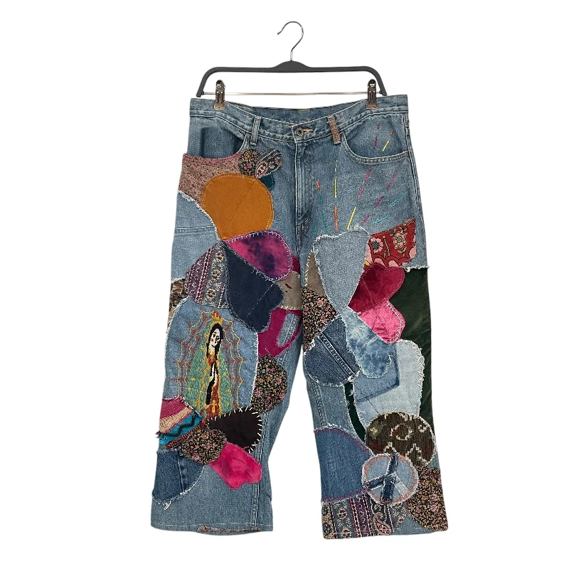 Trendy High-Rise Pants for Modern Looks-KAPITAL/Pants/30/Denim/BLU/All Over Print/PATCHWORK