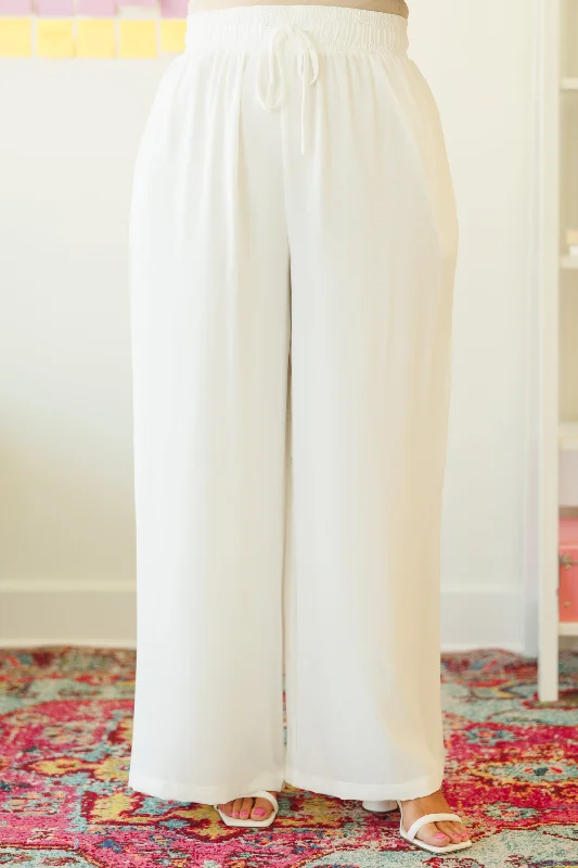 Soft Linen Pants for Relaxed Summer Days-Can't Sit Still Pants, White