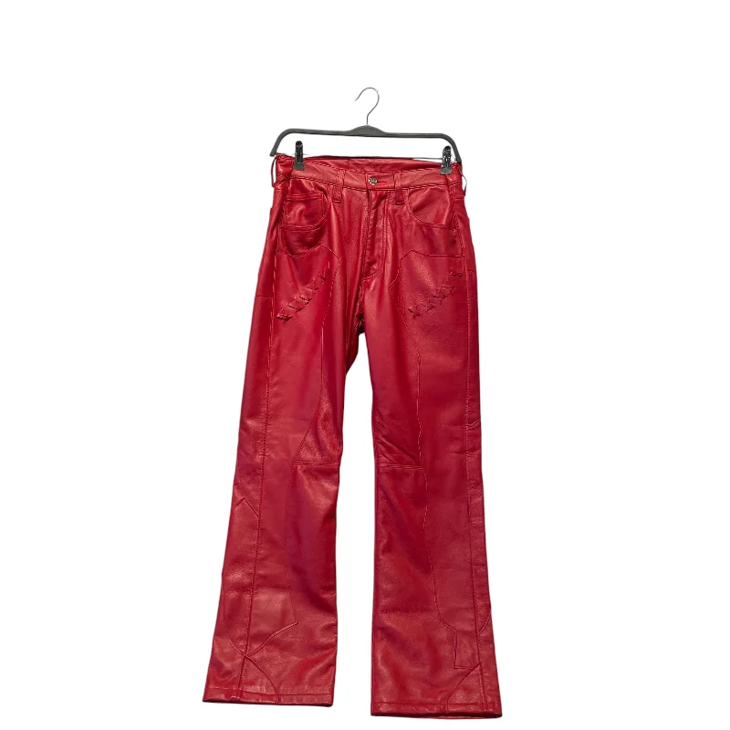 Stylish Cropped Cargo Pants for a Trendy Twist-DESTROY THE BOX/Straight Pants/30/Faux Leather/RED/