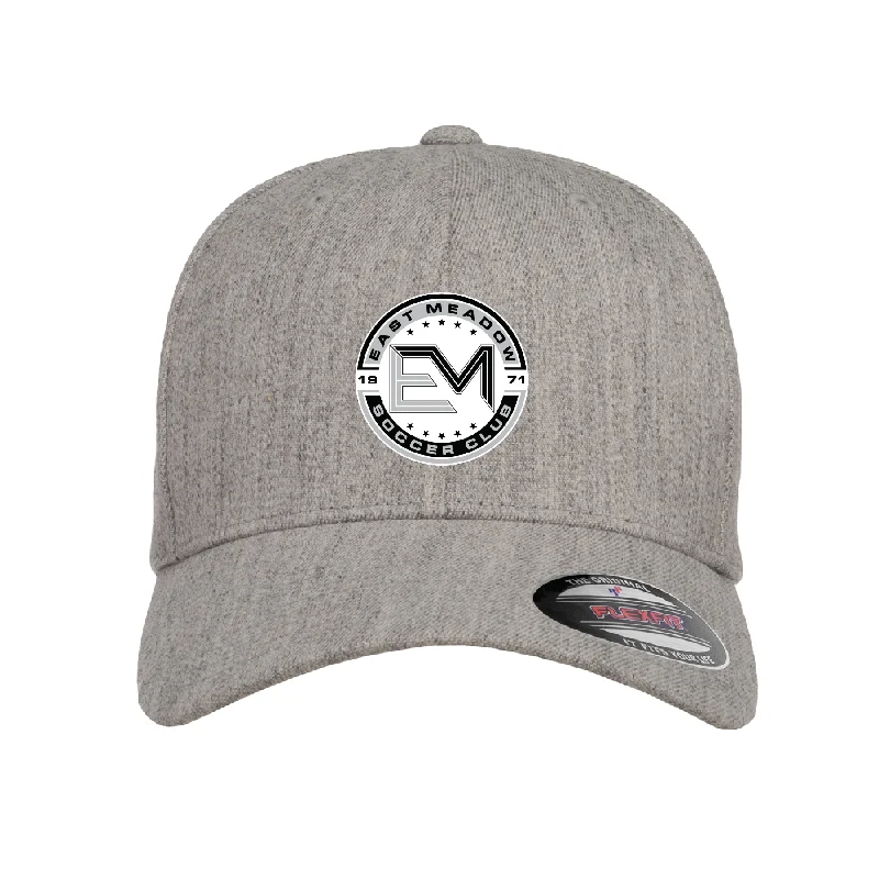 Customizable Hat for Personalized Gifts-EMSC FAN Flexfit Wool Blend Fitted Cap Heather Grey