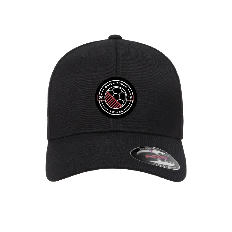 Cool Graphic Cap for Street Style-Quick Touch FC Seniors Flexfit Wool Blend Fitted Cap Black