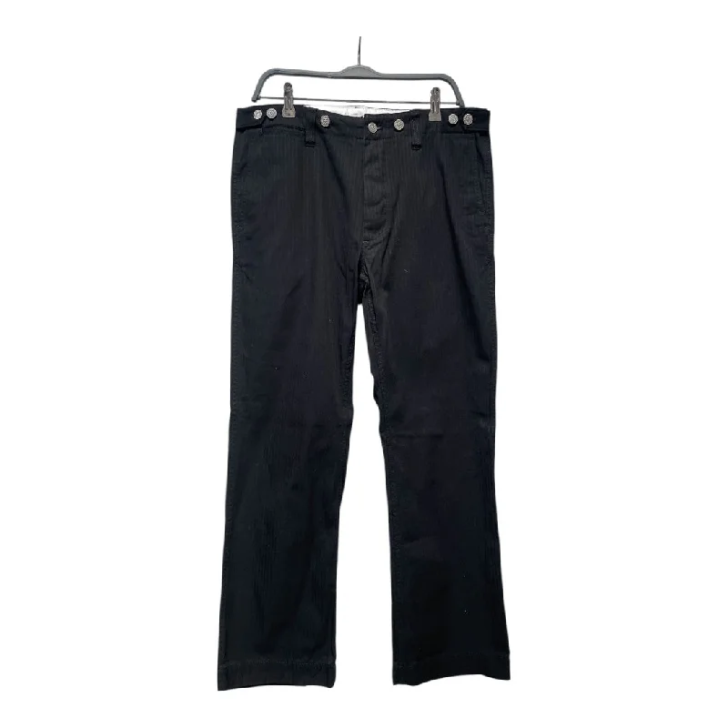 Casual Jogger Pants for Relaxed Outfits-visvim/Straight Pants/L/Cotton/BLK/Stripe/SILVER BUTTONS PINSTRIPE