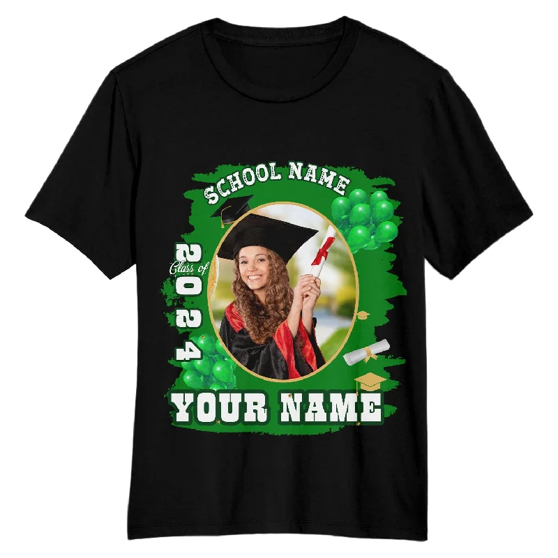 Cool Tie-Dye T-Shirt for Unique Looks-Custom Black White-Green 3D Graduation Performance T-Shirt