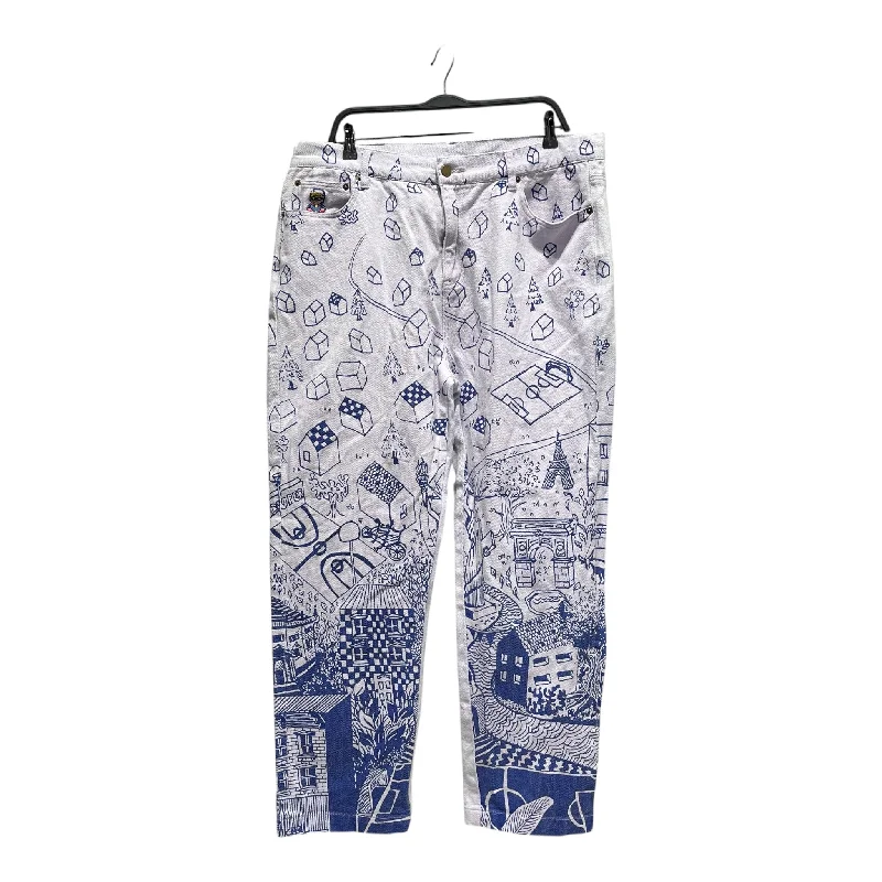 Trendy Wide-Legged Pants for Fashion Forward Looks-KID SUPER/Straight Pants/38/Cotton/WHT/Graphic/HOUSES