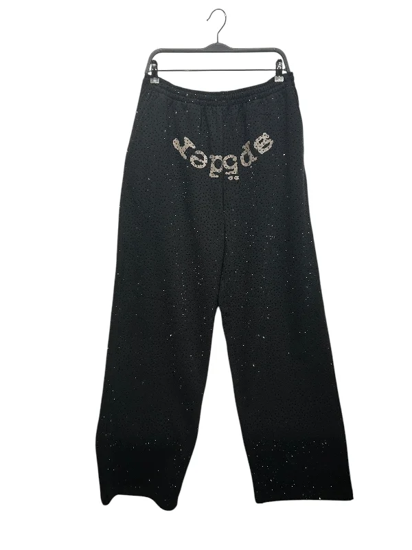 Comfortable Lounge Pants for Relaxation-Sp5der/Pants/L/Cotton/BLK/Graphic/Rhinestone Sweatpants