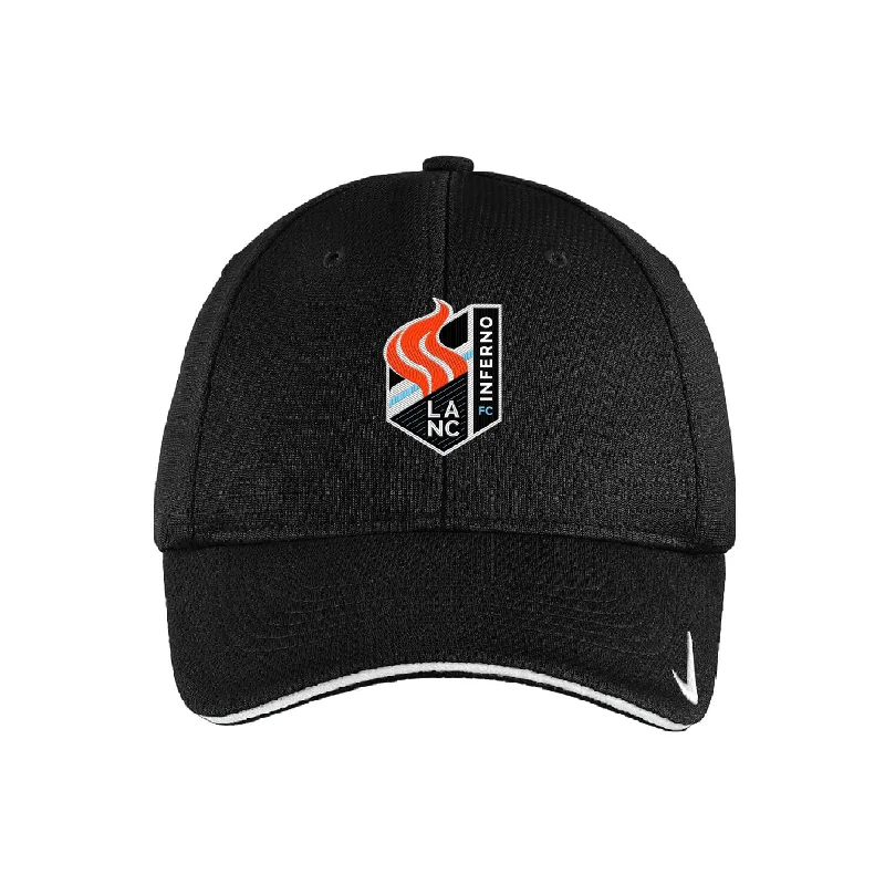 Comfortable Fishing Hat for Outdoor Adventures-Lancaster Inferno FC Nike Dri-FIT Mesh Swoosh Flex Cap Black