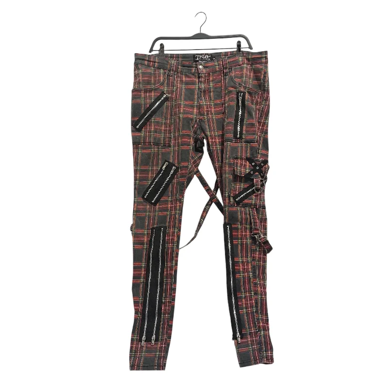 Trendy Plaid Pants for Casual Fashion-TRIPP NYC/Straight Pants/38/Cotton/RED/Plaid/