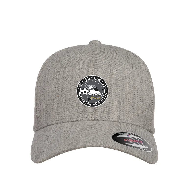 Cool Skateboard Hat for Streetwear Looks-EMSC Long Island Premier Flexfit Wool Blend Fitted Cap Heather Grey