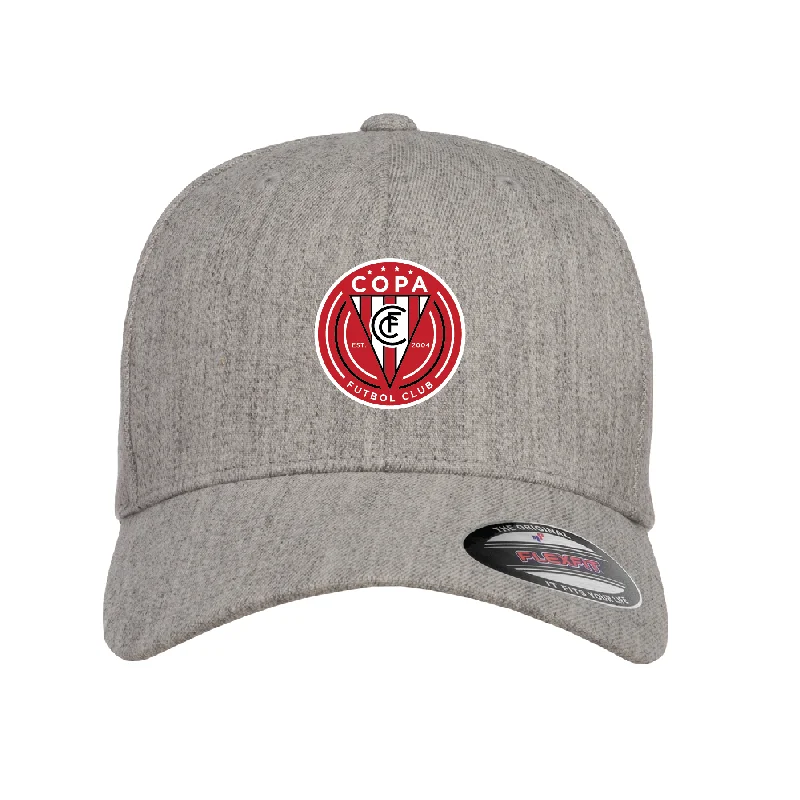 Fashion-Forward Boater Hat for Elegant Style-FC Copa Flexfit Wool Blend Fitted Cap Heather Grey