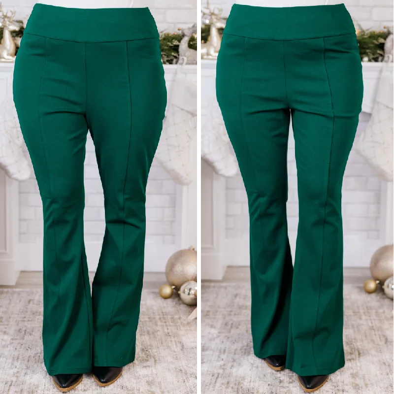 Cozy Sweatpants for Ultimate Comfort-Deep Dive Flare Pants, Hunter Green