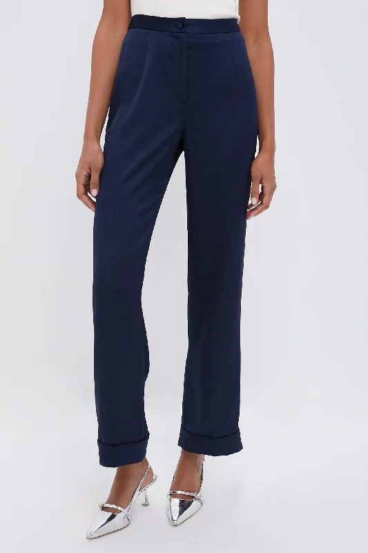 Fashionable Plaid Pants for a Classic Touch-Navy Solene Pants