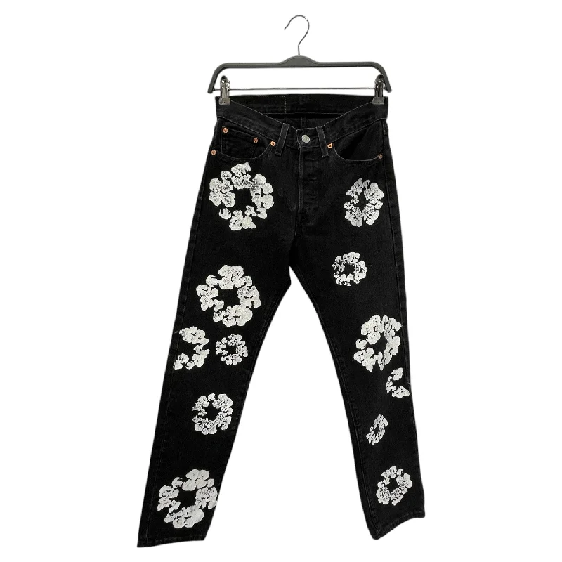 Lightweight Running Pants for Comfortable Workouts-DENIM TEARS/Straight Pants/27/Denim/BLK/All Over Print/Cotton Wreath