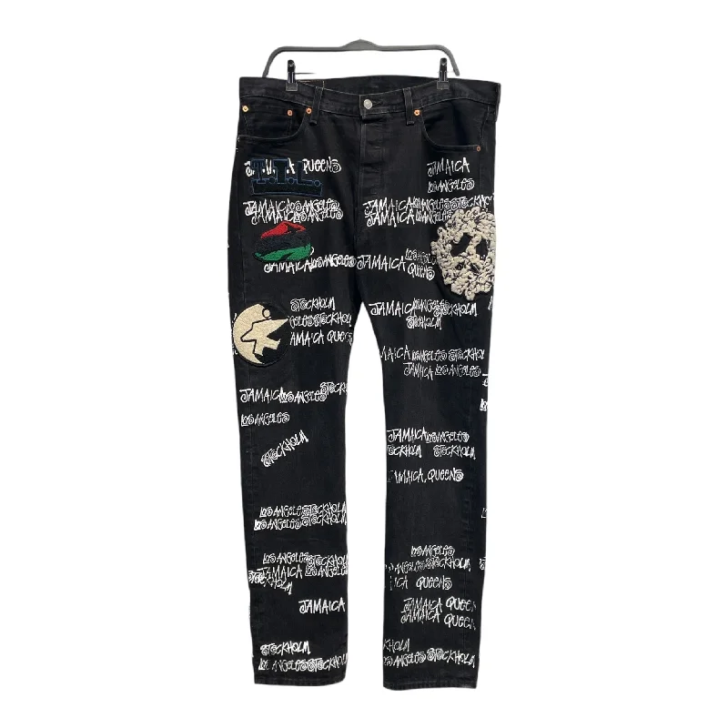 Breathable Linen Pants for Tropical Escapes-DENIM TEARS/STUSSY/OUR LEGACY/Straight Pants/36/Denim/BLK/Graphic/TTL 501