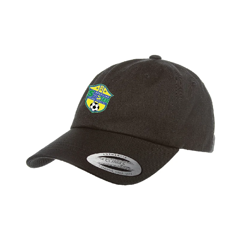 Classic Panama Hat for Summer Getaways-Brazilian Soccer Training Yupoong Cotton Twill Dad Cap Black