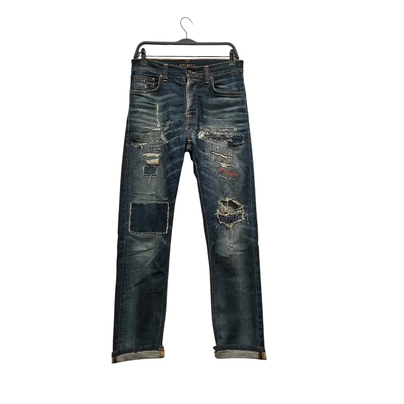 Trendy Leather-Look Pants for Fashion-Forward Outfits-NUDIE JEANS/Straight Pants/30/Denim/IDG/repaired