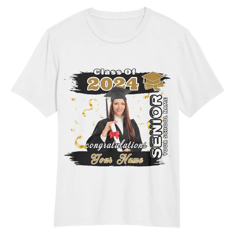 Eco-Conscious T-Shirt for Sustainable Fashion-Custom White Black-Old Gold 3D Graduation Performance T-Shirt