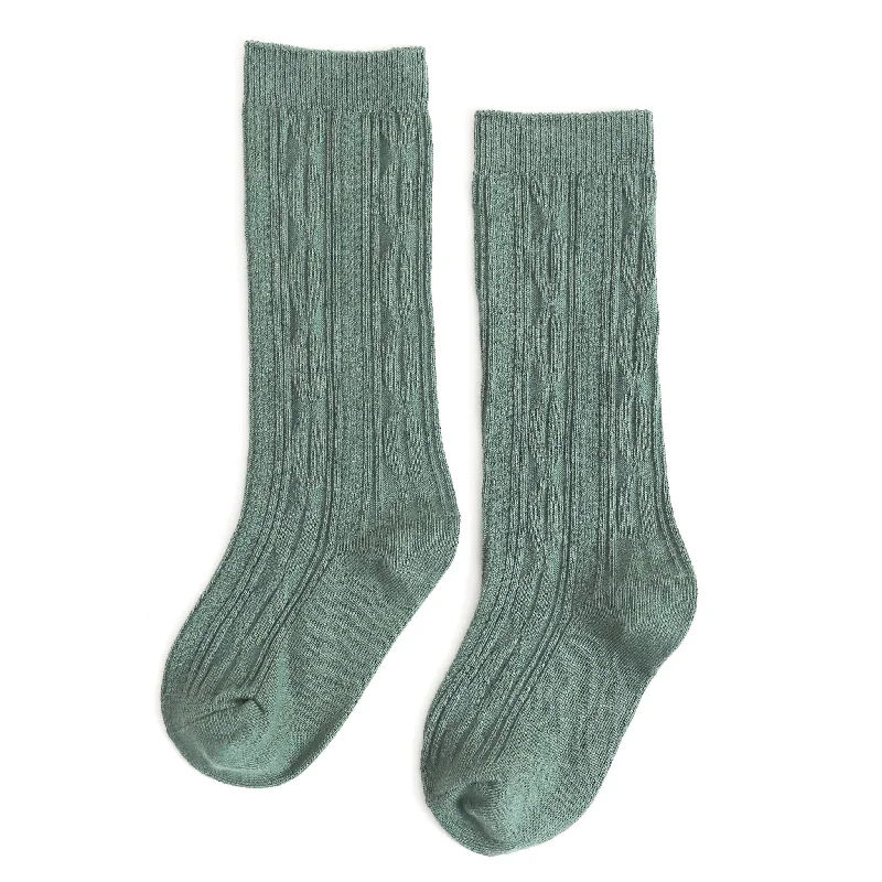 Ultra-Comfortable Wool Blend Socks for All Seasons-Spruce Cable Knit Knee High Socks