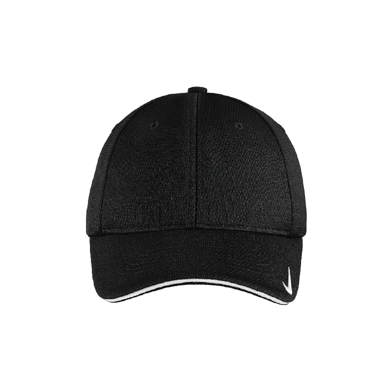 Adjustable Snapback Hat for Custom Fit-Nike Dri-FIT Mesh Swoosh Flex Cap Black