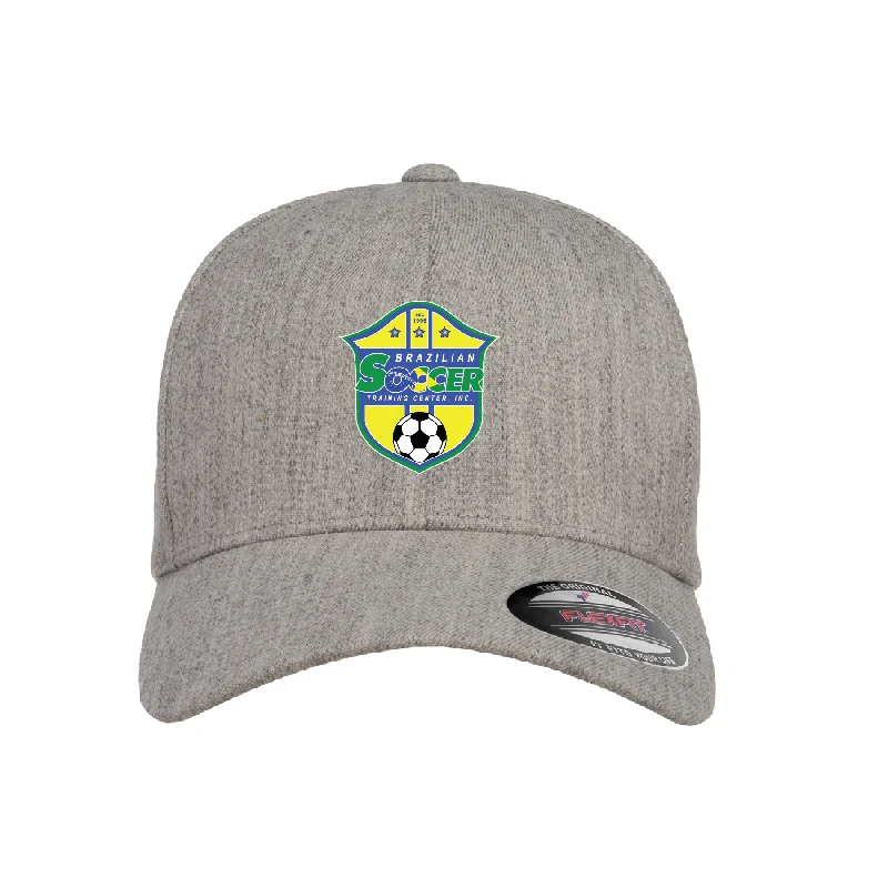 Chic Pillbox Hat for Formal Events-Brazilian Soccer Training Flexfit Wool Blend Fitted Cap Heather Grey