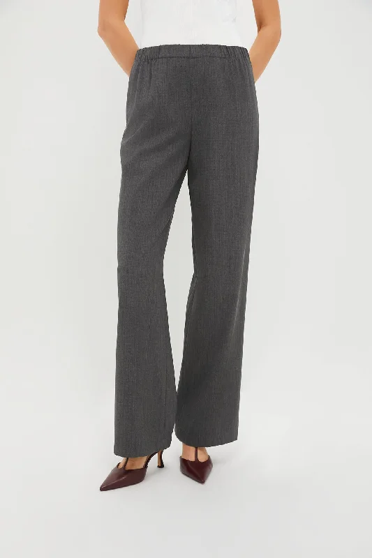 Comfortable Fleece Pants for Cold Weather Activities-Medium Heather Grey Wool Twill Jillian Pant