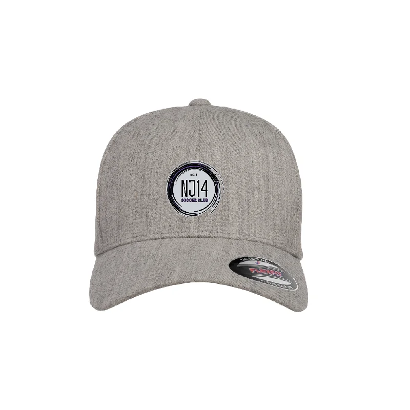 Custom Embroidered Hat for Team Events-NJ14 Flexfit Wool Blend Fitted Cap Heather Grey