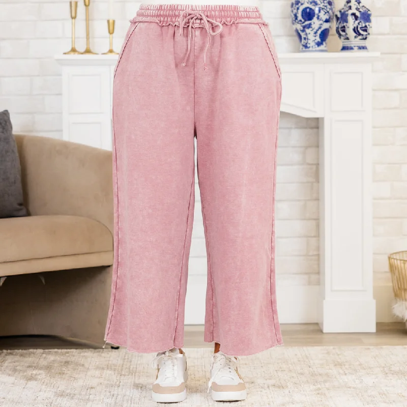 Comfortable Relaxed Fit Pants for Lounging-Sunday Scaries Sweatpants, Light Rose